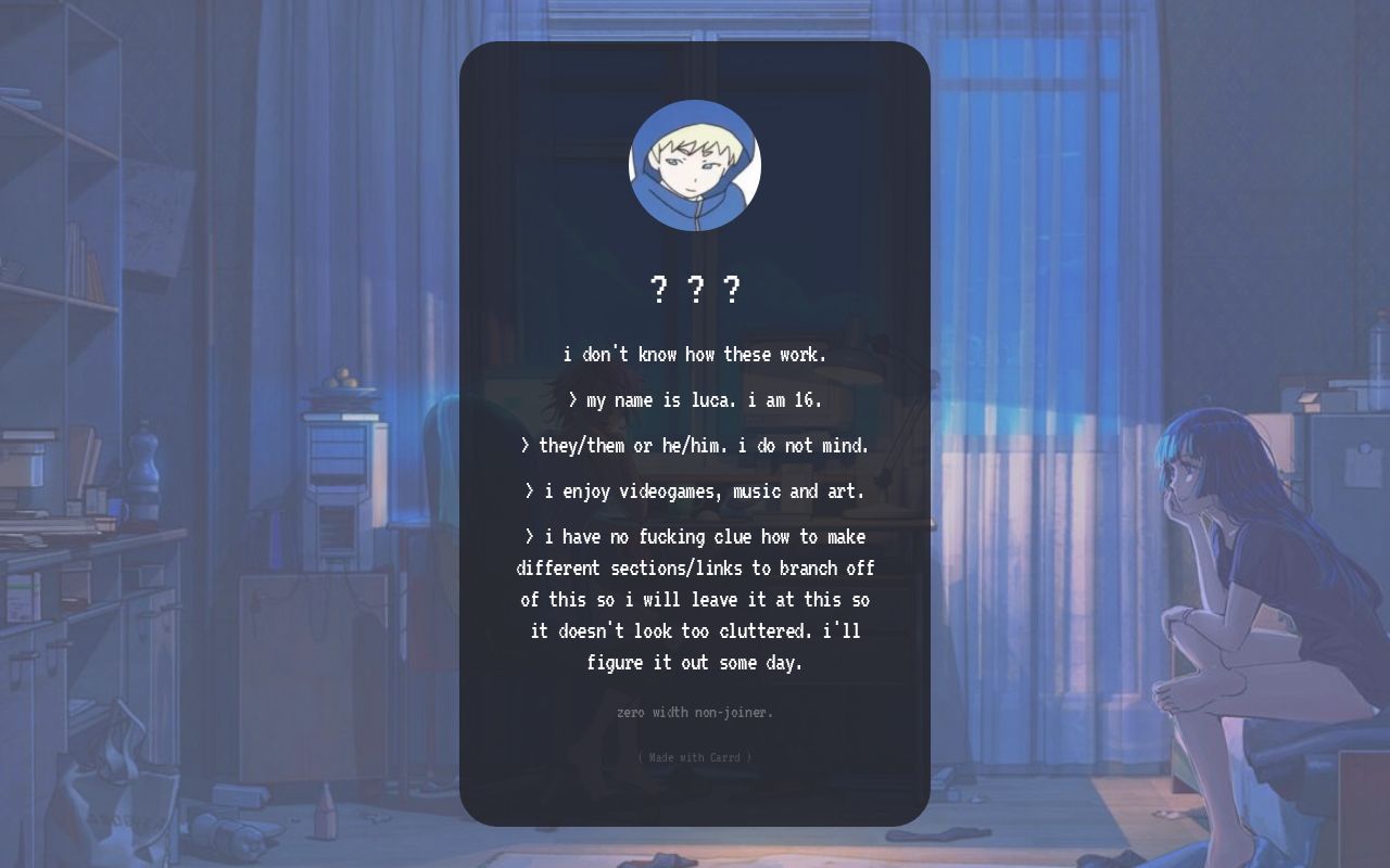 Carrd profile picture for @thinks